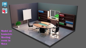 Autodesk Maya Tutorial | How to model an isometric meeting room.