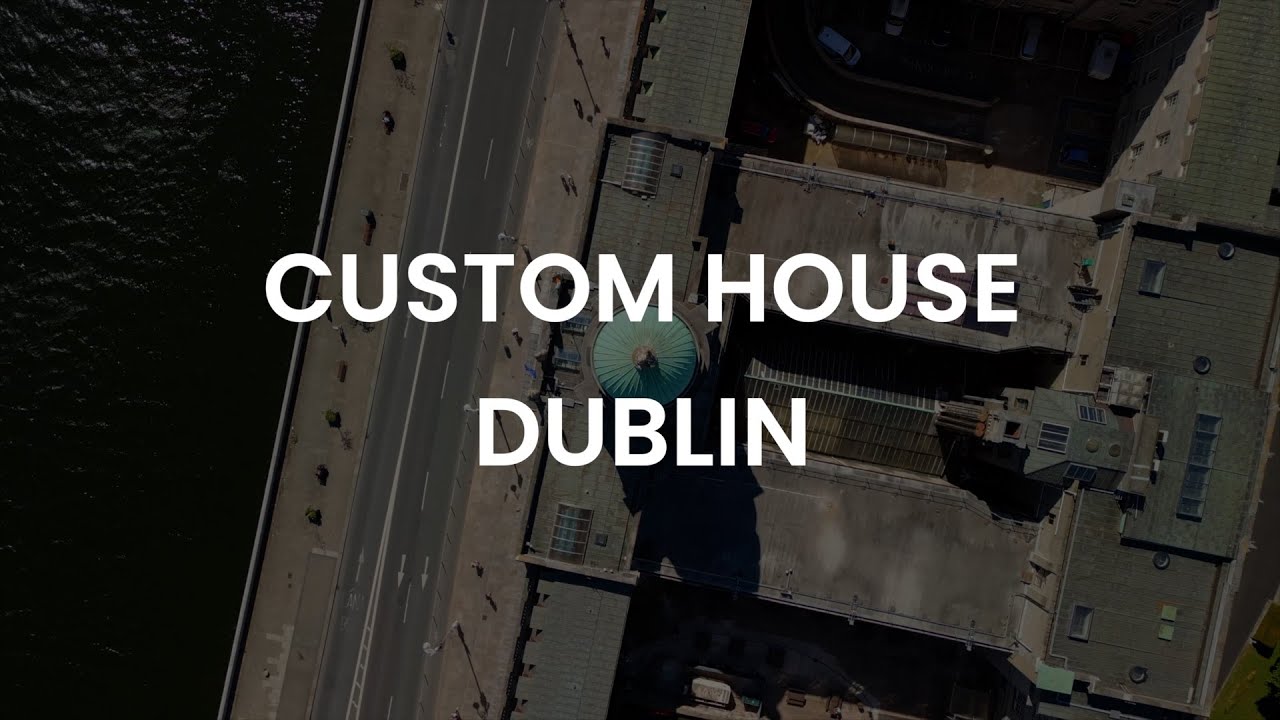 Custom House Dublin - Aerial Stock Footage - 4K - 60 Frames Per Second