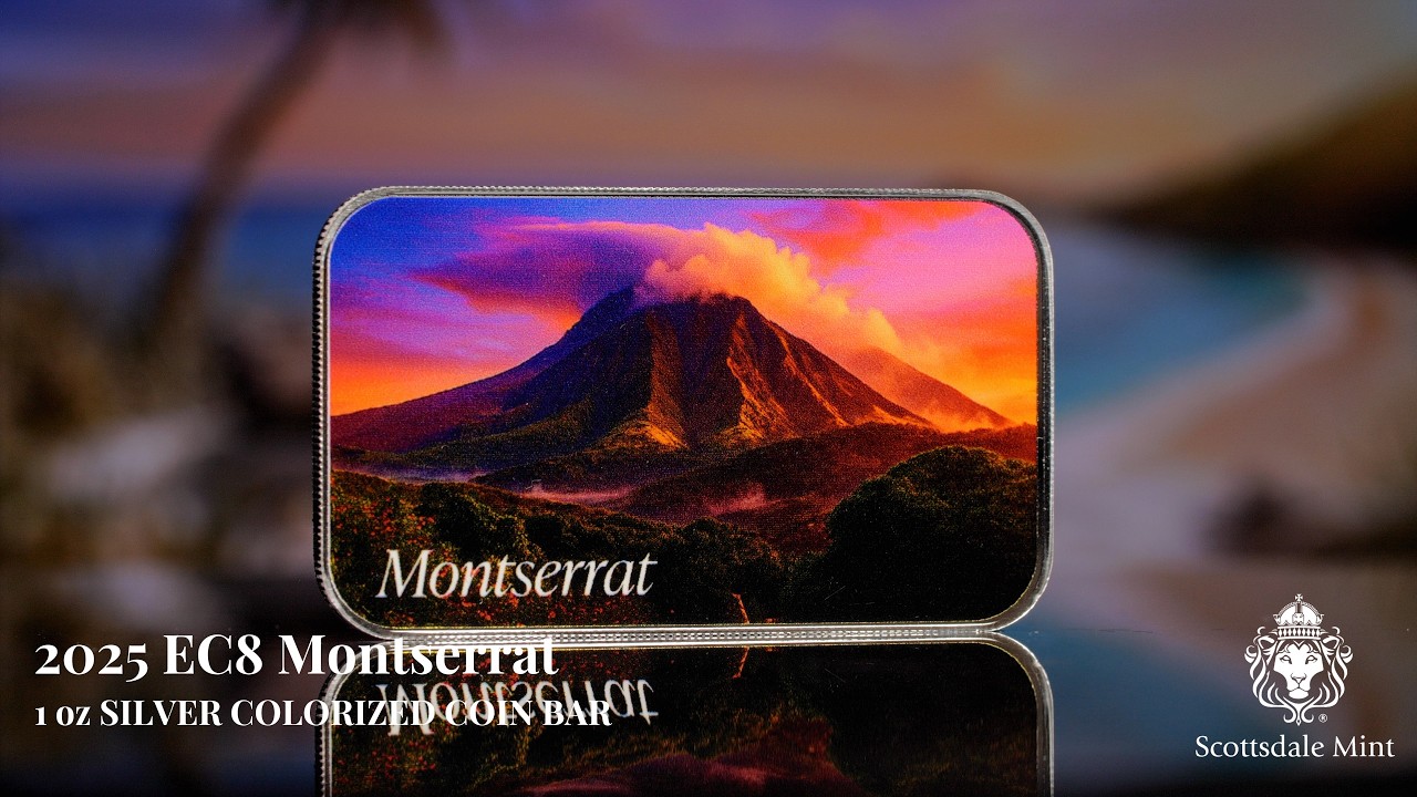 2025 EC8 Montserrat | Volcano 1 oz Silver Colorized Coin Bar