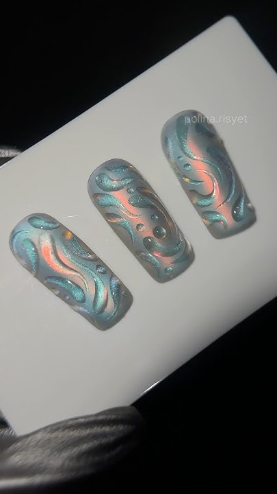 САМАЯ ТРЕНДОВАЯ ВТИРКА🧡🩵 #nails #дизайнногтей #наращиваиеногтей #ногти ...