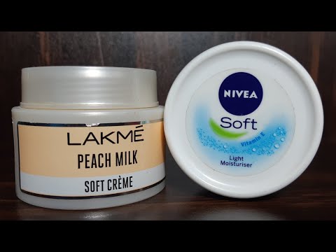Lakme peach milk soft cream vs nivea soft cream review, soft cream for dry skin, moisturizing cream
