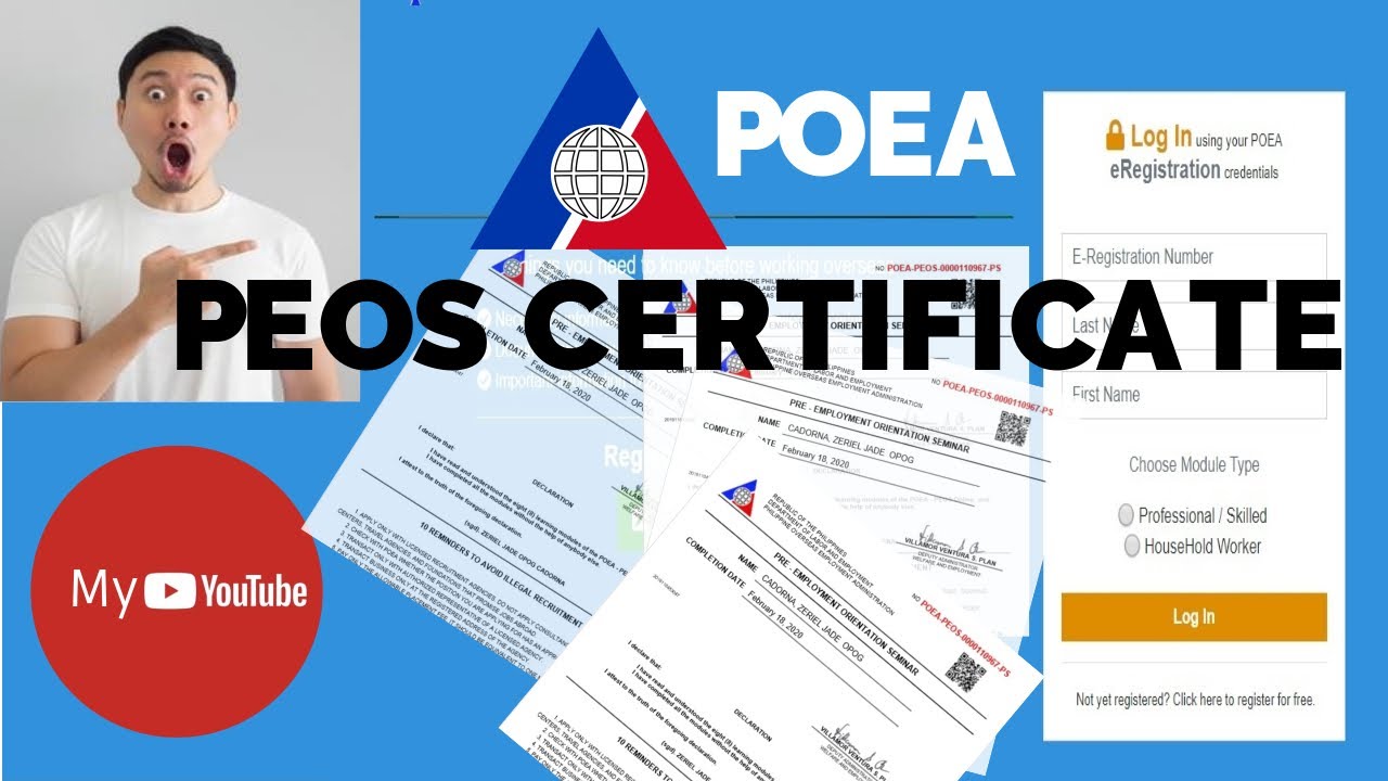 Download PEOS CERTIFICATE of POEA new 2022 by MG (step by step)