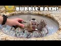 GIVING MY BABY MONKEY HIS FIRST BUBBLE BATH! WILL HE LIKE IT?!