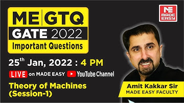 GATE Through Questions (GTQ) | GATE 2022| ME | Theory of Machines -1 | By Amit Kakkar Sir |MADE EASY