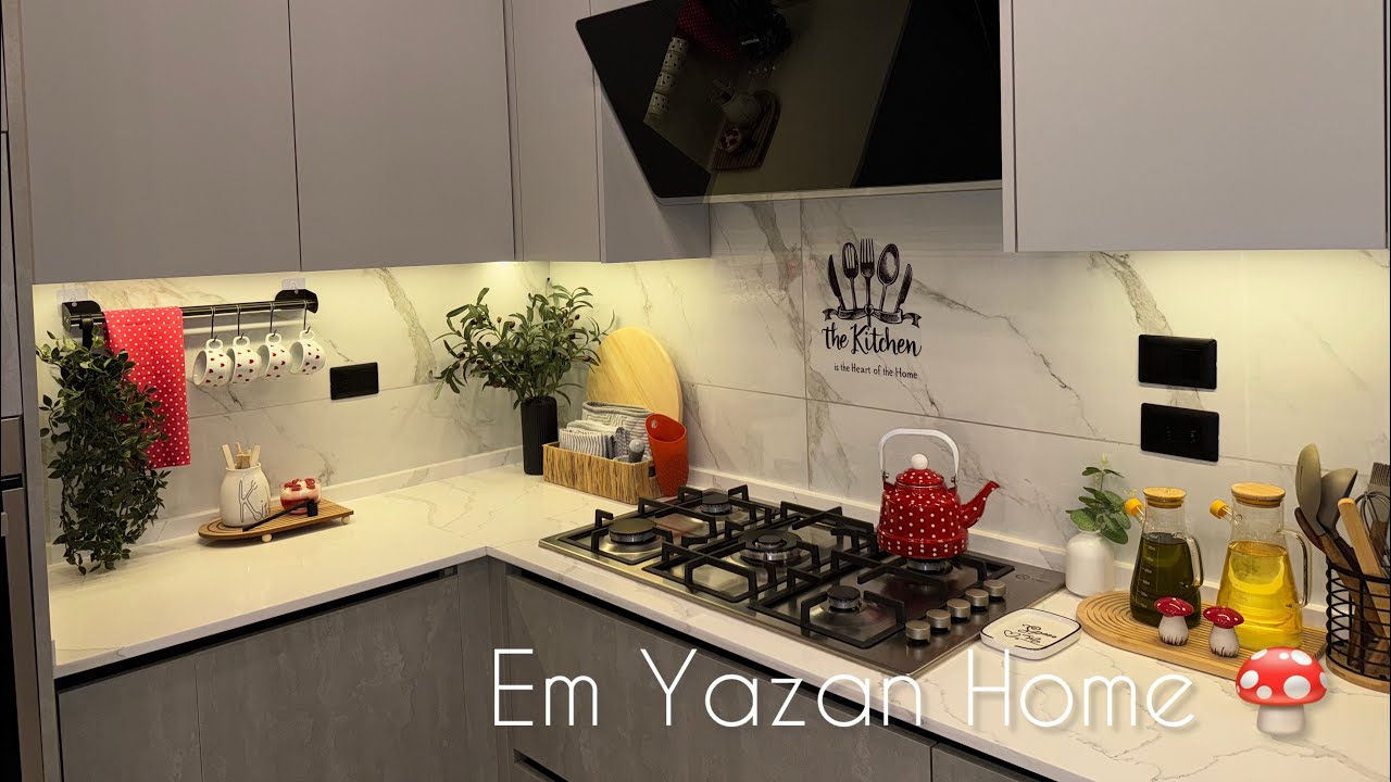 غيرت ديكور مطبخي وعملت جولة فيه 🫖♥️|التفاصيل الفخمة تستحق المشاهدة🍄ديكور الشتا 😍🌨️|مندي الدجاج 🍗