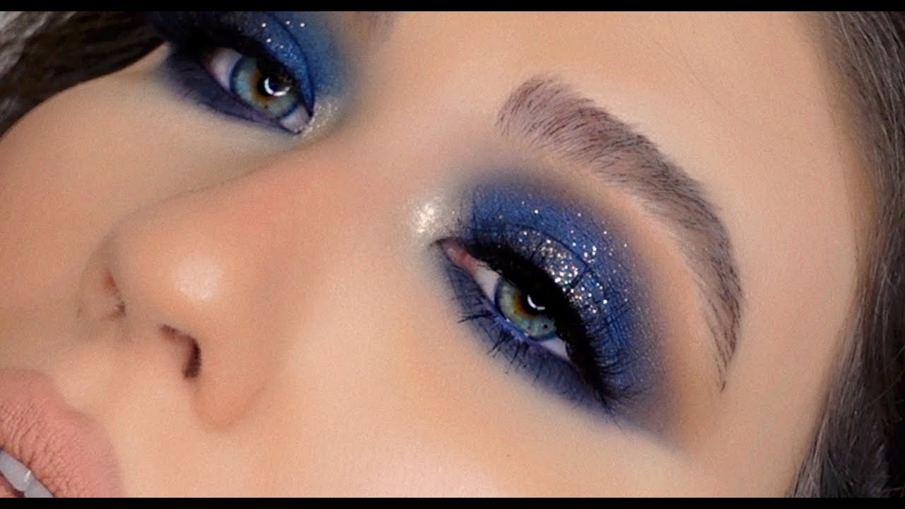 SPARKLY SMOKEY NAVY BLUE EYESHADOW TUTORIAL 