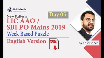 Week Based Puzzle | LIC AAO /SBI PO Mains 2019 - Reasoning in English | (Day -05)