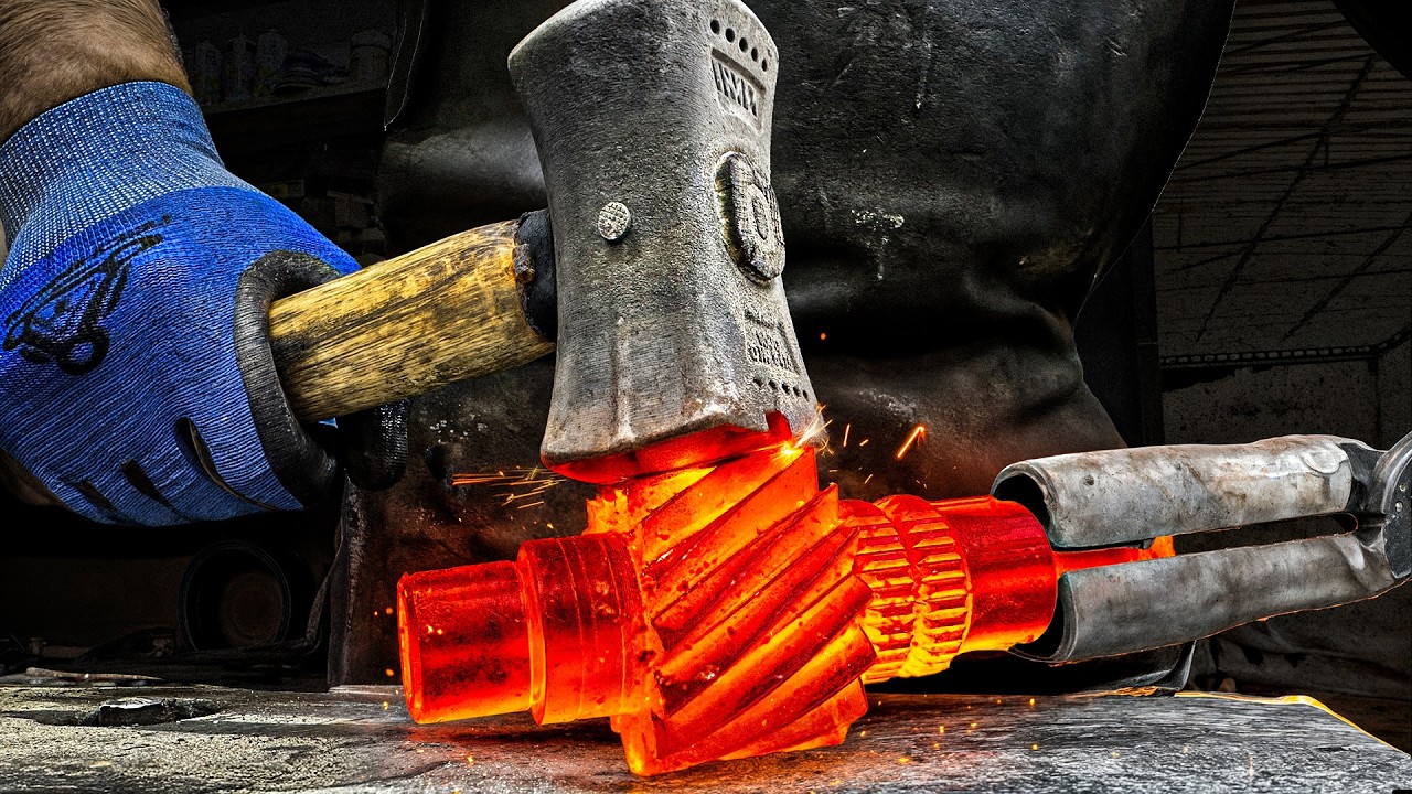 From Transmission Shaft to Damascus Knife | Forging a High-Carbon Steel Blade