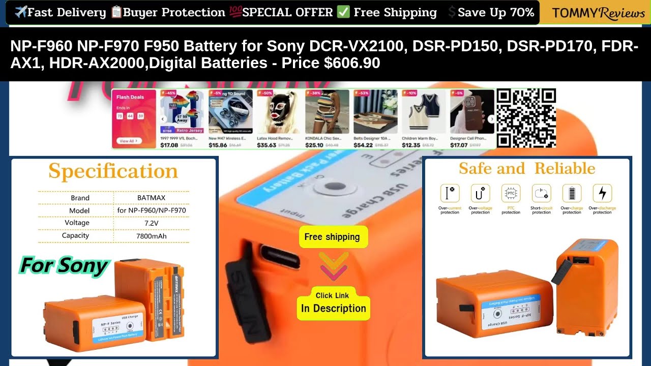 NP-F960 NP-F970 F950 Battery for Sony DCR-VX2100, PD150/PD170, AX1/AX2000 Cameras 