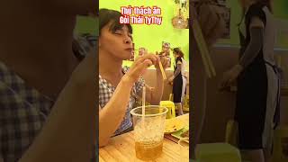 Thử thách ăn gỏi Đu đủ Thái TyThy , bánh Flan 30 triệu #tutungtang #food #tythy