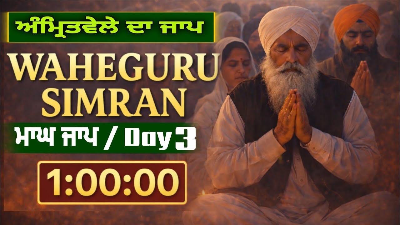 ਨਾਮ ਅਭਿਆਸ ਜਾਪ - Magh Jaap / Day 3 || Waheguru Simran | 1Hour Non-Stop Simran Meditation 