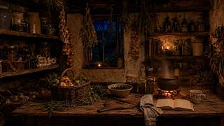 The Pantry After the Harvest 🍎 | Cozy Witch Pantry, Fire & Cauldron Ambience