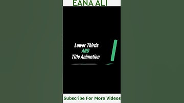 Lower Third After Effects  | Lower Third & Title Animation | Eana Ali #short