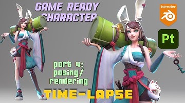 Blender game ready Character Stylized - Substance painter | TIME-LAPSE | PART 4: POSING/RENDERING