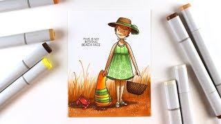 Beach Lady Background in Copic Markers