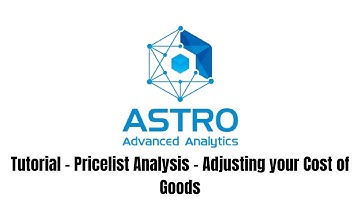 Astro Advanced Analytics - Tutorial - Pricelist Analysis - Adjusting your Cost of Goods