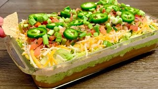 7 Layer Taco Dip w Easy Crockpot Refried Beans Vegan Gluten Free