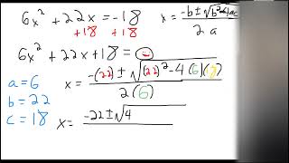 097 FER #34 Quadratic Formula - Two Real Irrational Solutions