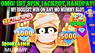 OMG! 1ST SPIN HIGH LIMIT SPOOKY LINK MUMMY SLOT JACKPOT HANDPAY  MY BIGGEST WIN ON ANY MO MUMMY SLOT