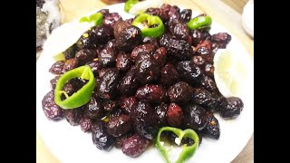 طريقة كبس الزيتون الاسود بدقيقتين وبسهولة وطعم افضل من المحلات How to pickle black olives easily
