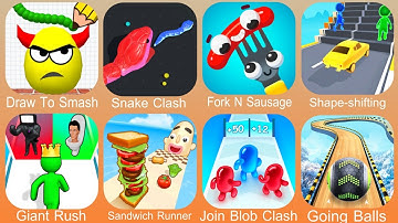 Draw To Smash,Snake Clash,Fork N Sausage,Shape Shifting,Giant Rush,Sandwich Runner,Join Blob Clash