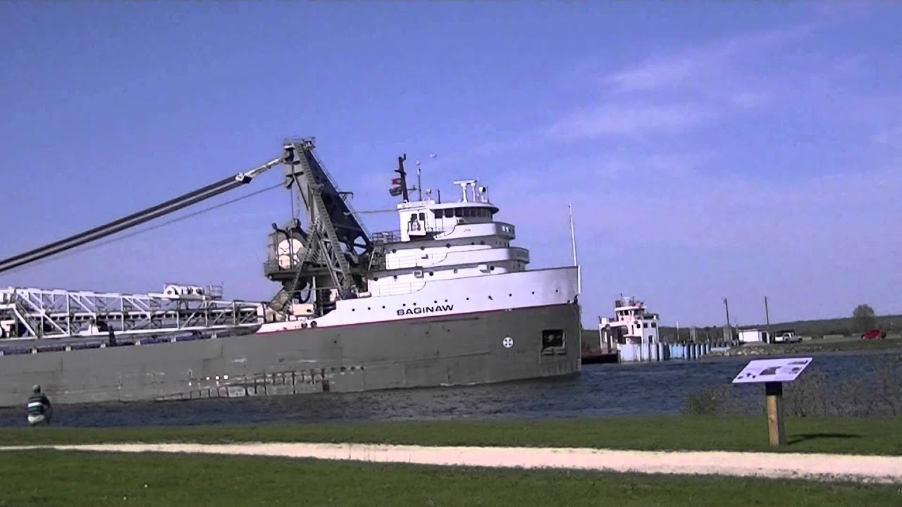 Saginaw Freighter Downbound on St. Mary's River SSM 2014