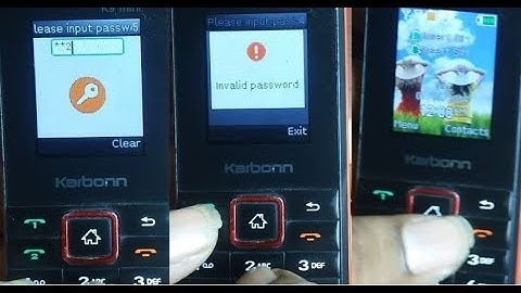 Karbonn k9 Mini input phone password remove