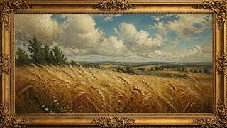 Vintage Framed Painting Art 4K | Wheat Field in Soft Wind | Golden Nature Scene TV Screensaver screenshot 3