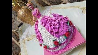 تورتة باربي بأسهل طريقة ومن ما تهدرى فتفوتة كيك واحده #تورتة باربي بالكريمة #barbie cake