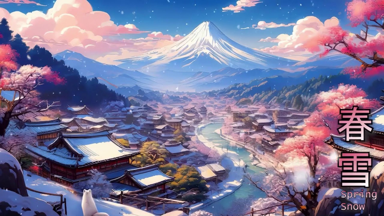 Spring Snow Zen ❄️ Shakuhachi & Koto | Relaxing Temple Bells [12HR] 春の雪・禅 Vol.7