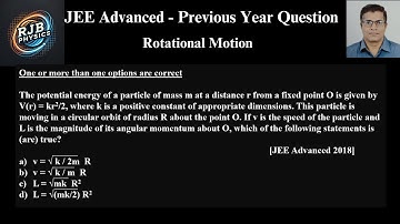 The potential energy of a particle of mass m at a distance r from a fixed point O is given by V(r) =