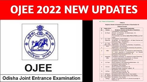 New updates of Ojee 2022/Ojee syllabus/Exam date/OJEE Exam pattern