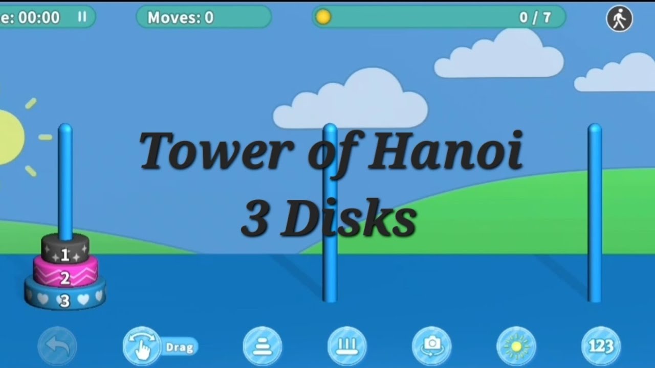 Tower of Hanoi with 3 Disks optimal solution #Tower_of_Bramha