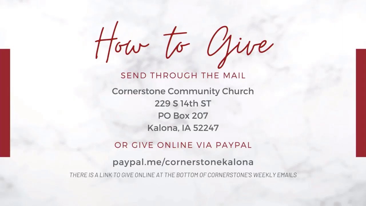 Cornerstone Community Church Kalona Live Stream 04262020 YouTube