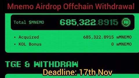 MNEMO Airdrop: Mnemonics Offchain withdrawal to Gatee•io Exchange #cryptoairdrop