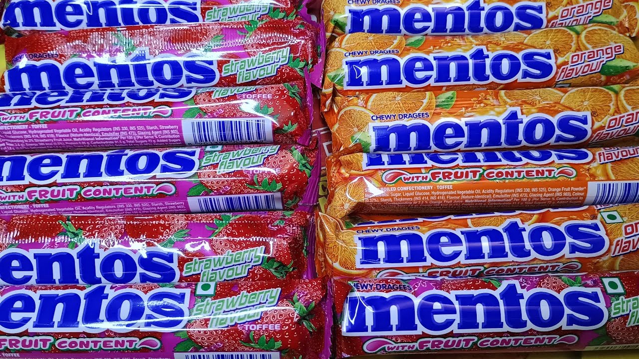Mentos 🍬😋 Orange Flavour Strawberry flavour With fruit content 