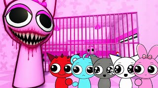 Sprunki Baby Raddy, Sky, Gray, Wenda &amp; Pinki Played Sprunki Pinki Prison Escape Obby in ROBLOX