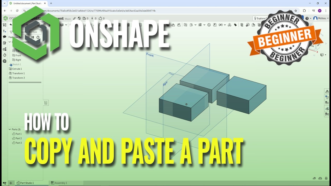 Onshape How To Copy And Paste A Part - YouTube