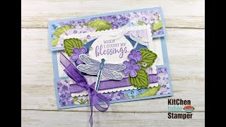 Stampin' Up! Dragonfly Garden Split Front Fun Fold Card Tutorial with Kitchen Table Stamper