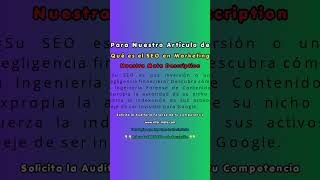 Meta Description Optimizada y Superior   “Qué es el SEO en Marketing”