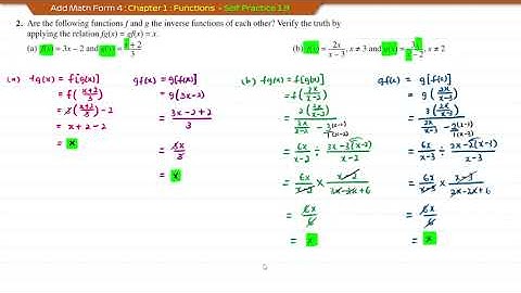Add Math Form 4 - Chapter 1 : Functions - Self Practice 1.9