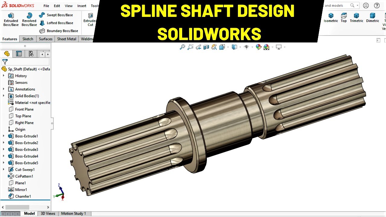 How To Design a Spline Shaft #190, Industrial design, SolidWorks, Mechanical