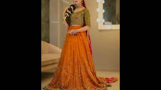 latest  mehndi #dress #gharara #sharar #lehenga #design