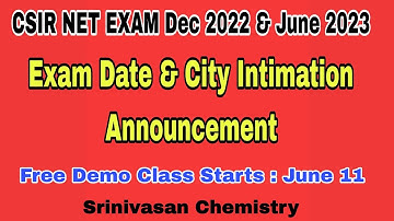 CSIR NET | Exam Date | Announcement | City Intimation | Dec 2022 - June 2023 CSIR NET EXAM |07|06|23