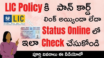 LIC Policy and Pan Card Link Status || How to Check Link Status of Pan Card and LIC Policy in Telugu