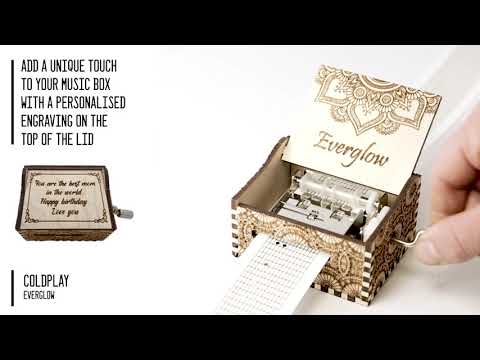 Everglow - Coldplay | Hand crank wooden music box with personalized engraving