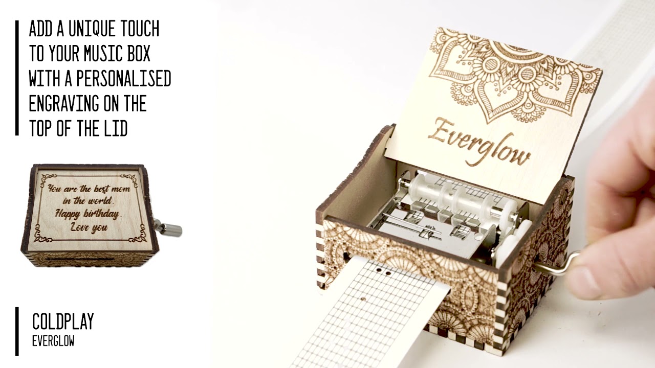 Everglow Coldplay Hand crank wooden music box with personalized engraving YouTube