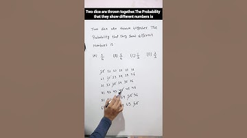 Two dice are thrown together.The Probability that they show different numbers is #probability #short
