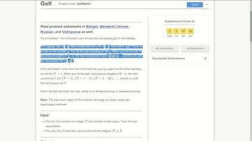 |Codechef | May Challenge 2021 | Golf | LKDNGOLF |Full Solution |