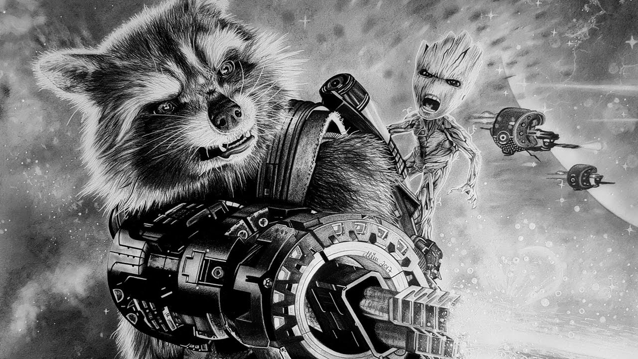 Rocket & Groot ♥ Guardians of the Galaxy Vol. 2 ♥ Speed Drawing - YouTube